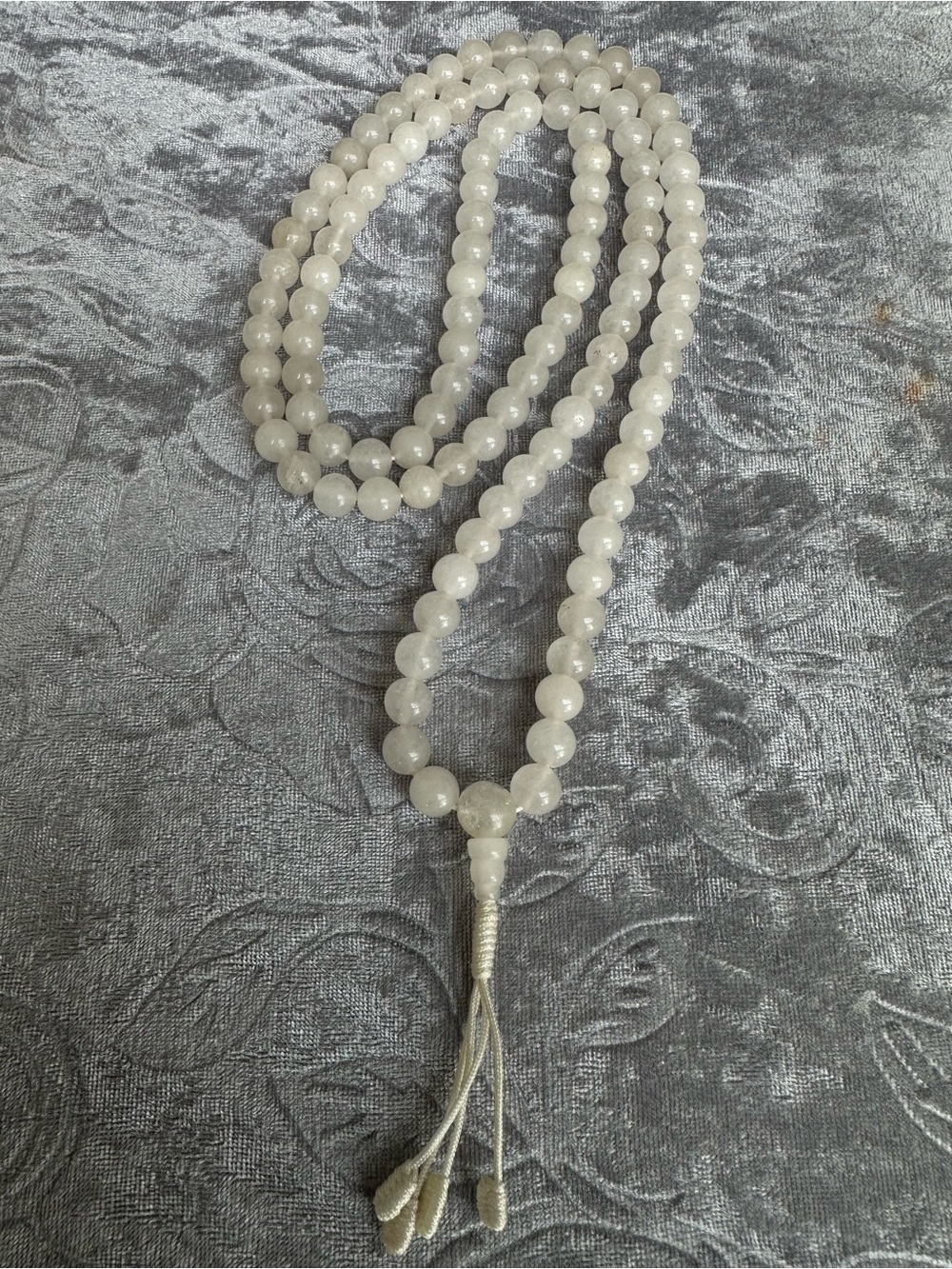 Genuine White Quartz 108 Mala Bead Necklace